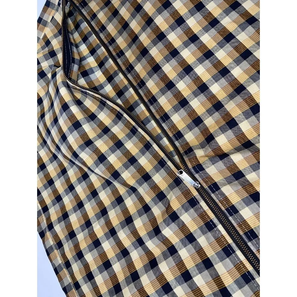 Vintage 60s Garment Bags Clothes Cover Travel 2 Plaid Check Canvas Print Rare